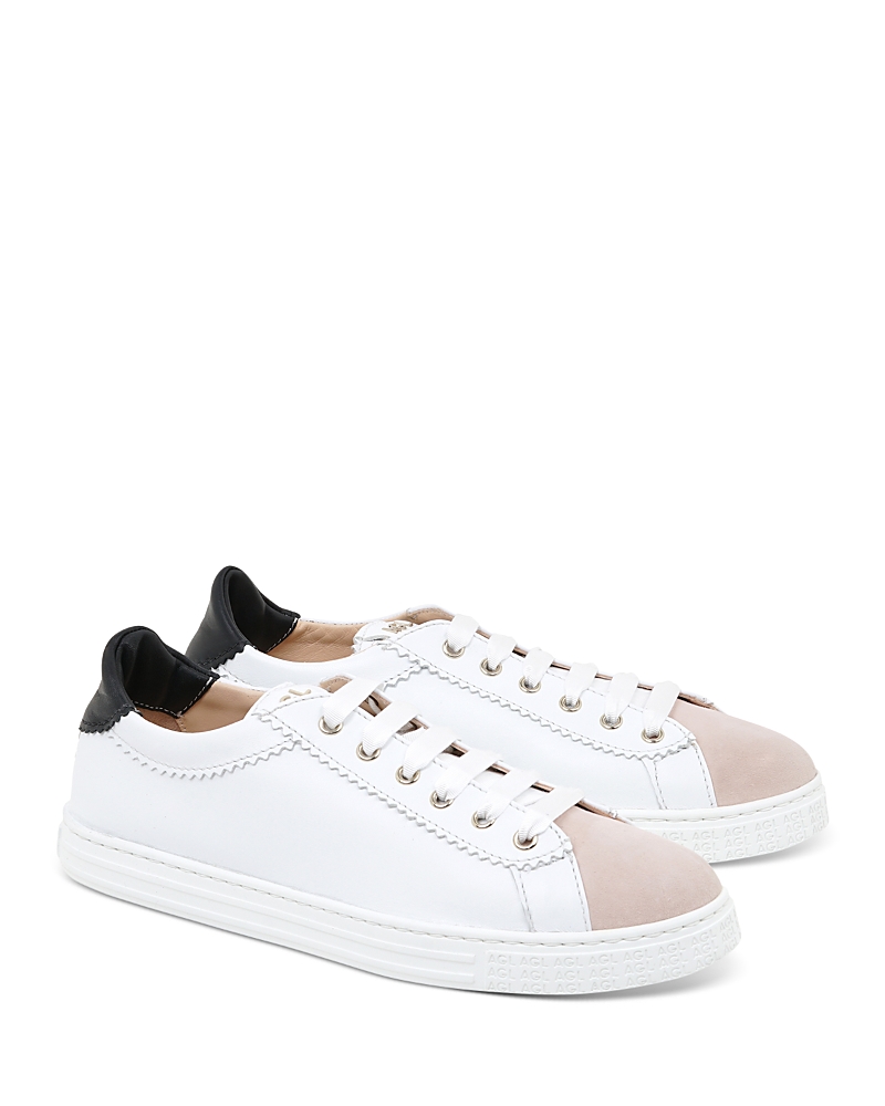 Agl Attilio Giusti Leombruni Women's Sade Lace Up Color Blocked Low Top Sneakers In White/black