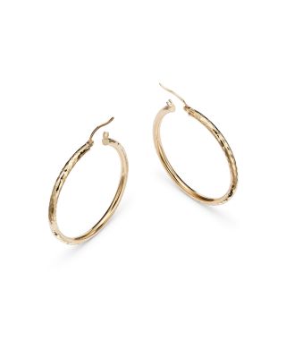 Diamond-Cut Hoop Earrings in 14K Yellow Gold 