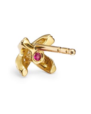 18K Yellow Gold 'X' Pav&eacute; Stud Earrings