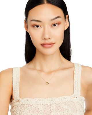 Open Heart Pendant Necklace in 14K Yellow Gold, 18" 