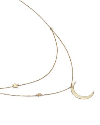 Crescent & Star Charm Layered Necklace in 14K Yellow Gold, 18" - Exclusive