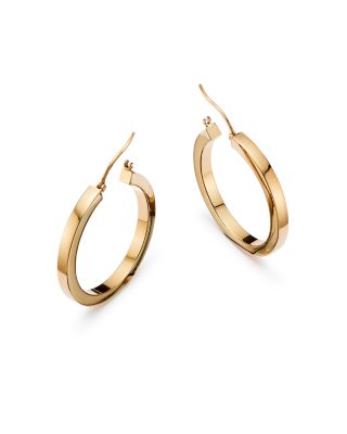 14K Yellow Gold Square Polished Tube Hoop 