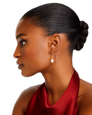 14K Yellow Gold Hoop Earrings with Cultured Freshwater Pearl - Exclusive