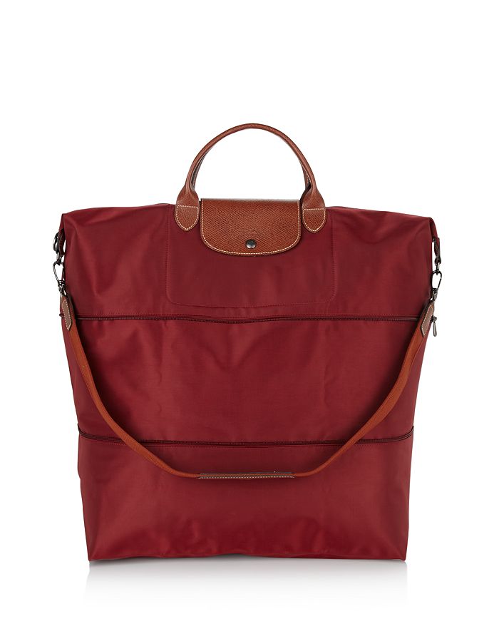Longchamp Le Pliage Expandable Travel Duffel Weekender In Garnet/gunmetal