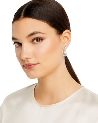 Diamond Mosaic Drop Earrings in 14K White Gold, 2.0 tcw 