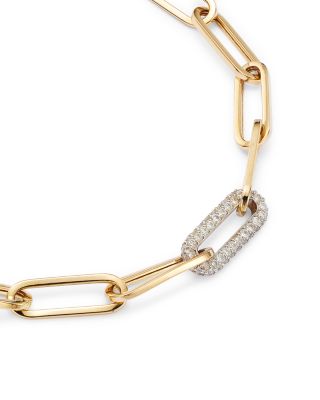 Diamond Paperclip Bracelet in 14K White & Yellow Gold, 0.60 tcw 
