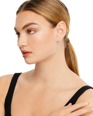 Diamond Baguette Hoop Earrings in 14K White Gold, 0.25 tcw 