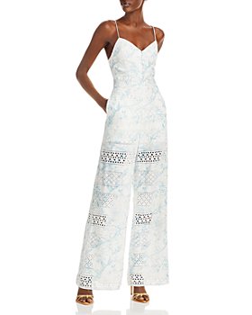 WSPLYSPJY Women Elegant Lace Floral Sleeveless High Waisted Wide Leg Rompers Jumpsuit