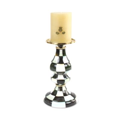 Courtly Check&reg; Enamel Pillar Candlestick, Medium