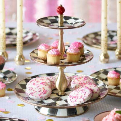 Courtly Check Enamel Three-Tier Sweet Stand