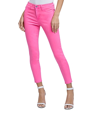 L Agence L'agence Margot High Rise Skinny Jeans In Dark Mocha Coated In Rose Coate