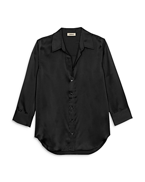 Shop L Agence L'agence Dani Silk Charmeuse Blouse In Black