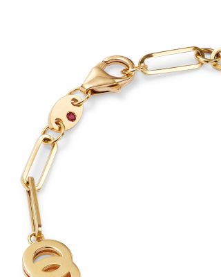 18K Yellow Gold Double O Paperclip Link Bracelet with Diamonds - 150th Anniversary Exclusive