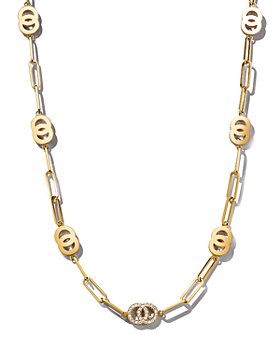 Roberto Coin - 18K Yellow Gold Double O Paperclip Link Necklace with Diamonds, 16.5" - 150th Anniversary Exclusive