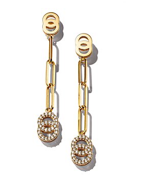 Roberto Coin - 18K Yellow Gold Double O Paperclip Link Earrings with Diamonds - 150th Anniversary Exclusive