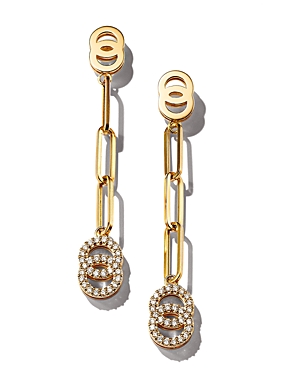 Roberto Coin 18k Yellow Gold Double O Paperclip Link Earrings With Diamonds - 150th Anniversary Exclusive