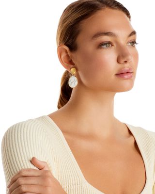 18K Yellow Gold Lunaria Howlite Drop Earrings - 150th Anniversary Exclusive