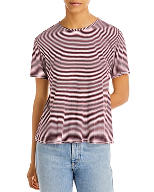 Rag & Bone Michal Linen-blend T-shirt In Brgndymult