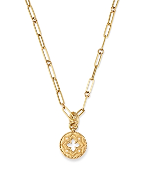 Roberto Coin 18K Yellow Gold Venetian Princess Diamond Open Floral Medallion Pendant Necklace, 19