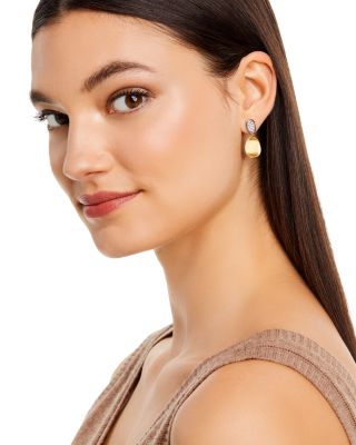 18K Yellow & White Gold Lunaria Diamond Double Drop Earrings