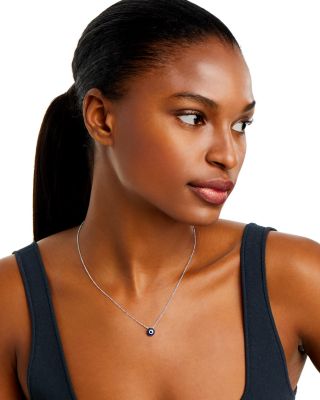 Blue Sapphire &amp; Diamond Evil Eye Pendant Necklace in 14K White Gold, 18&amp;quot; 