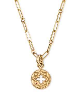 18K Yellow Gold Venetian Princess Diamond Open Floral Medallion Pendant Necklace, 19&amp;quot;