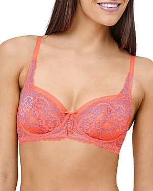 Skarlett Blue 'minx' Unlined Lace Demi Underwire Bra In Summer Coral/jubilee