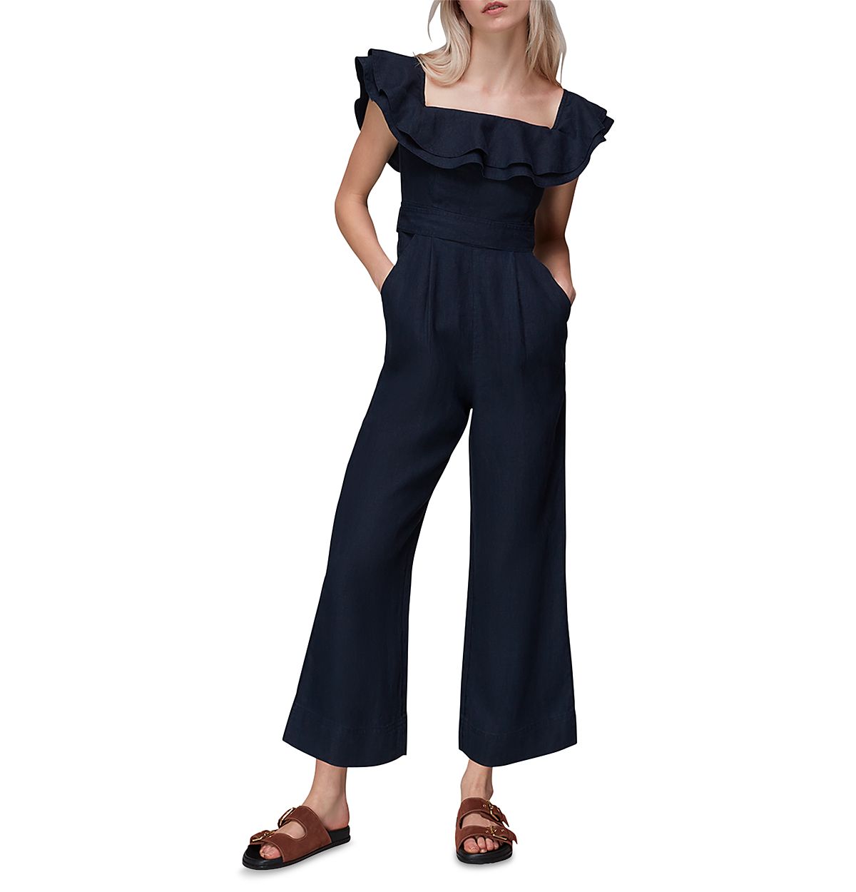 Whistles Tabi Linen Bardot Jumpsuit