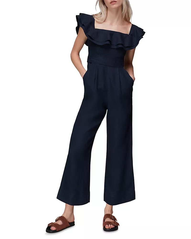 Whistles Tabi Linen Bardot Jumpsuit
