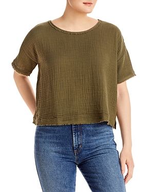 Eileen Fisher Ballet Neck Boxy Top In Olive