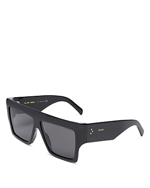 Celine Polarized Flat Top Square Sunglasses, 57mm In Black/gray Polarized Solid