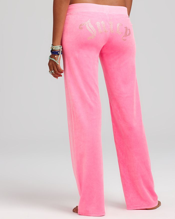 Diamonds logo pink velvet bootcut-leg pant, Juicy Couture
