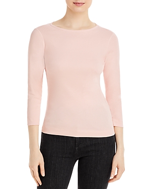 Three Dots Three-quarter-sleeve Cotton Tee In Peachskin