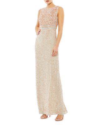 Mac Duggal - Sequined High Neck Sleeveless Column Gown