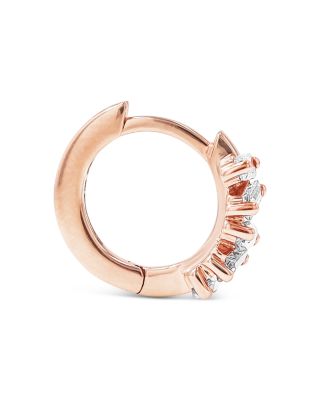 18K Rose Gold Diamond Thin Huggie Hoop Earrings