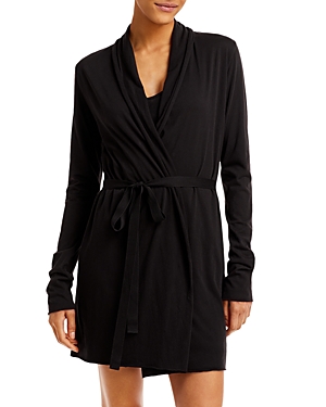 Skin Vivienne Fleece Recycled-polyester Robe In Black