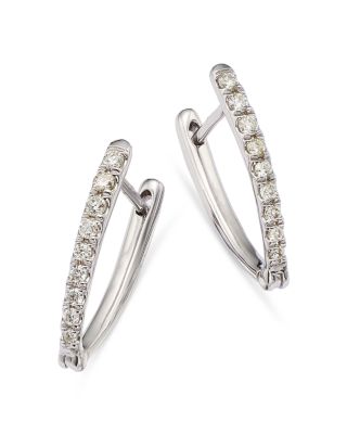 Diamond V-Hoop Earrings in 14K White Gold, 0.20 ct. tw. 