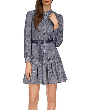 MICHAEL Michael Kors Cotton Printed Belted Dress in Pink Womens Clothing Dresses Casual and day dresses 