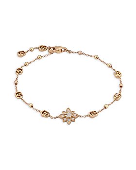 Gucci - 18K Rose Gold Flora Diamond Flower Link Bracelet