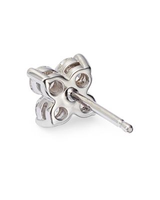 Diamond Clover Stud Earrings in 14K White Gold, 0.50 tcw 