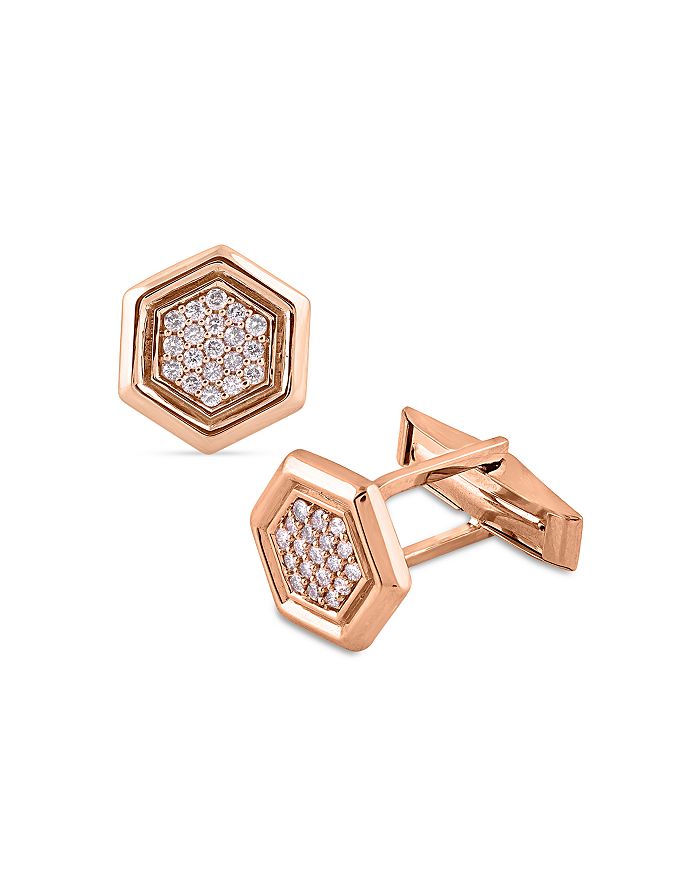Bloomingdale's Diamond Pavé Hexagon Cufflinks in 14K Rose Gold, 0.50 ct