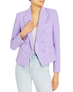 L Agence L'agence Brooke Double Breasted Cropped Tweed Blazer In Lavender