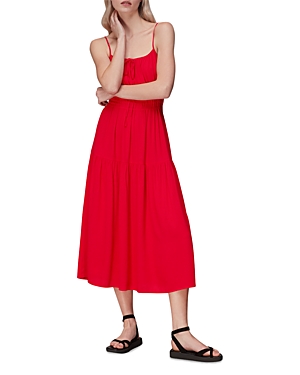 Shop Whistles Gracie Crepe Smocked Dress In Red