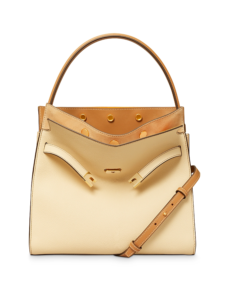 Tory Burch Lee Radziwill Small Double Bag In New Moon/rolled Brass