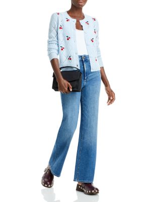 AQUA AQUA Cherry Embroidered Cashmere Cardigan - 100
