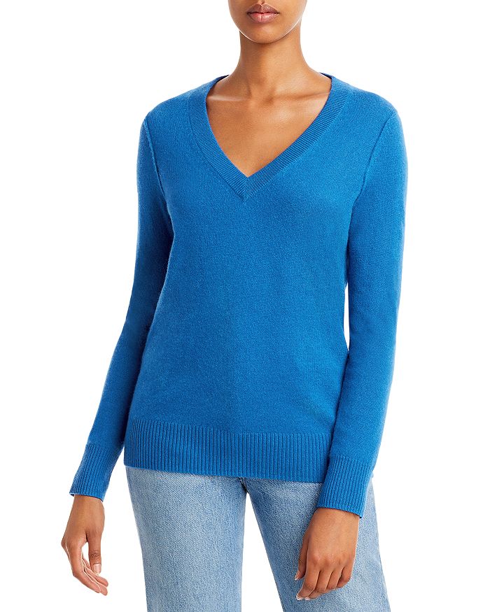 Aqua Cashmere V-neck Cashmere Sweater - 100% Exclusive In Teal