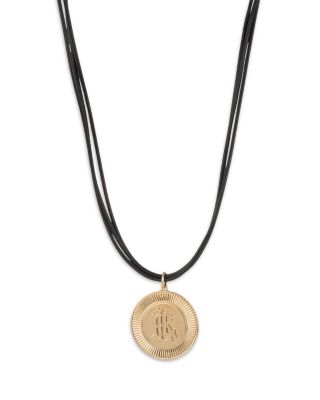 Ralph Lauren - Leather LRL Pendant Necklace, 14"