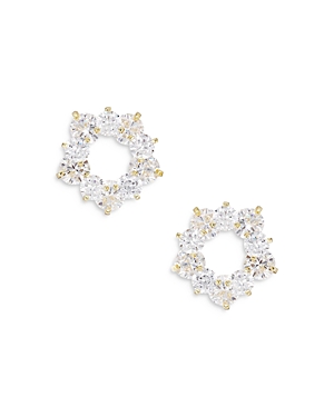 Shashi Babe Cubic Zirconia Open Circle Stud Earrings in 14K Gold Plated