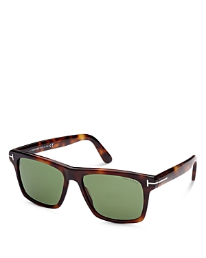 Tom Ford Buckley-02 56mm Square Sunglasses In Havana/green Solid