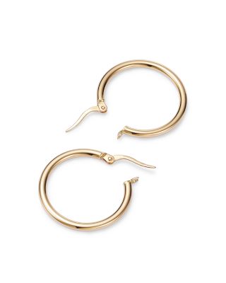 18 K Yellow Gold Round Hoop Earrings